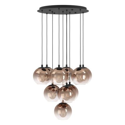 Eglo - Lampadario a sospensione con cavo 10xE27/60W/230V nero/beige/fumé