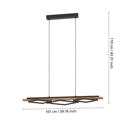 Eglo - Lampadario dimmerabile su cavo 2xLED/13W/230V + LED/16W nero/marrone