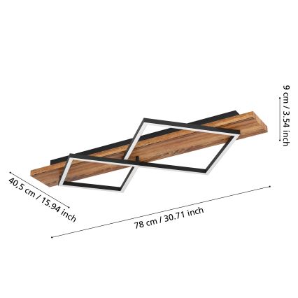 Eglo - Plafoniera LED LED/13W/230V + LED/15W nero/marrone