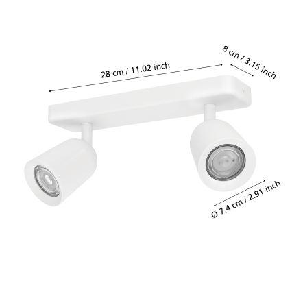 Eglo - Faretto 2xGU10/10W/230V bianco