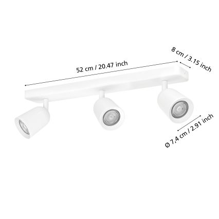 Eglo - Faretto 3xGU10/10W/230V bianco