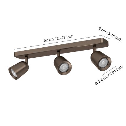 Eglo - Faretto 3xGU10/10W/230V finitura bronzo