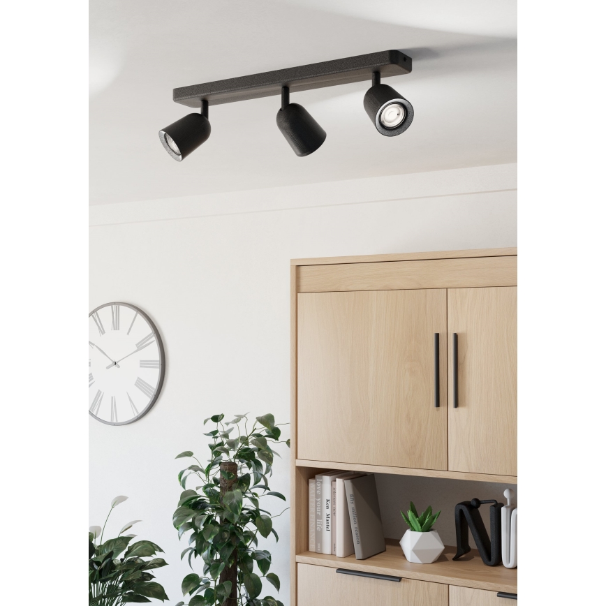 Eglo - Faretto 3xGU10/10W/230V nero