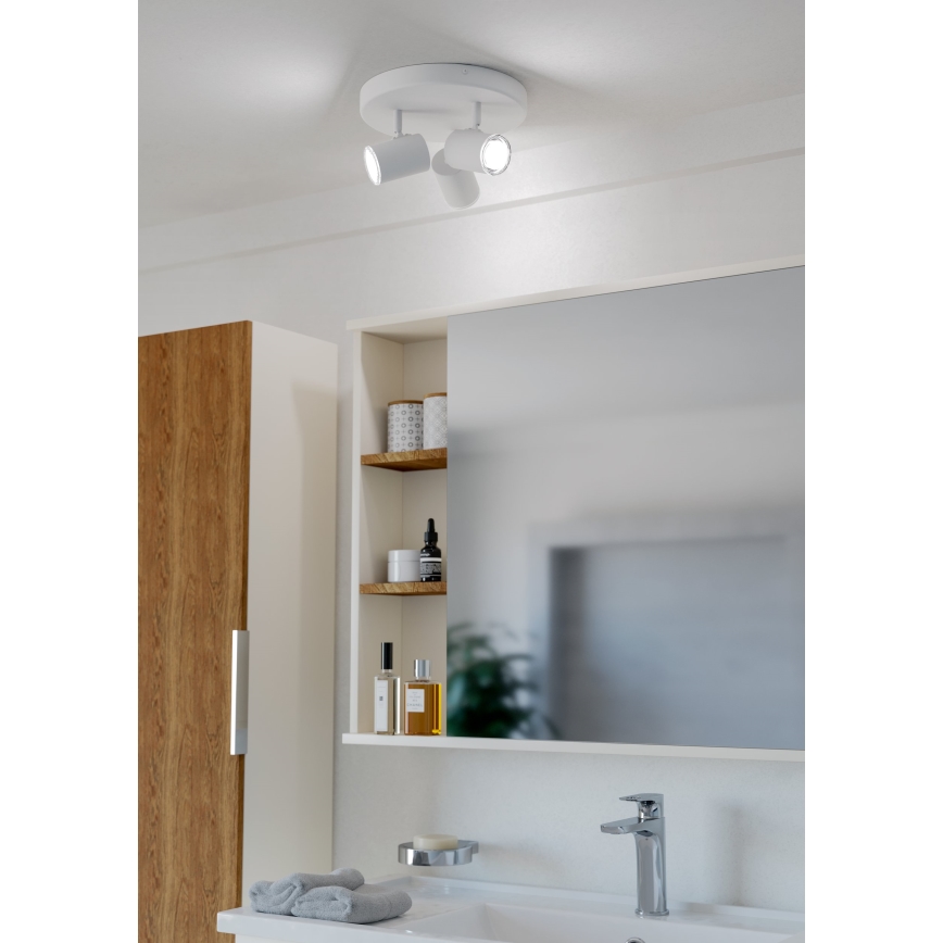 Eglo - Faretto da bagno a 3 luci 3xGU10/5W/230V IP44, bianco