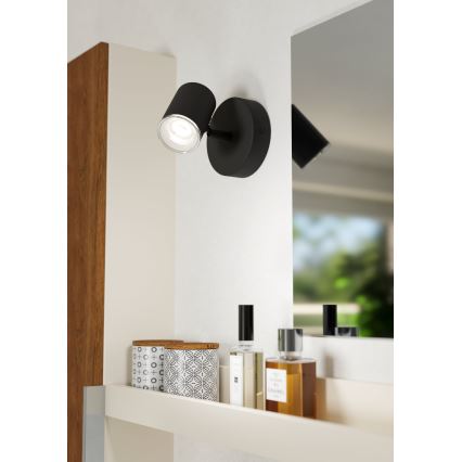 Eglo - Applique da parete per bagno a spot 1xGU10/5W/230V IP44 nera