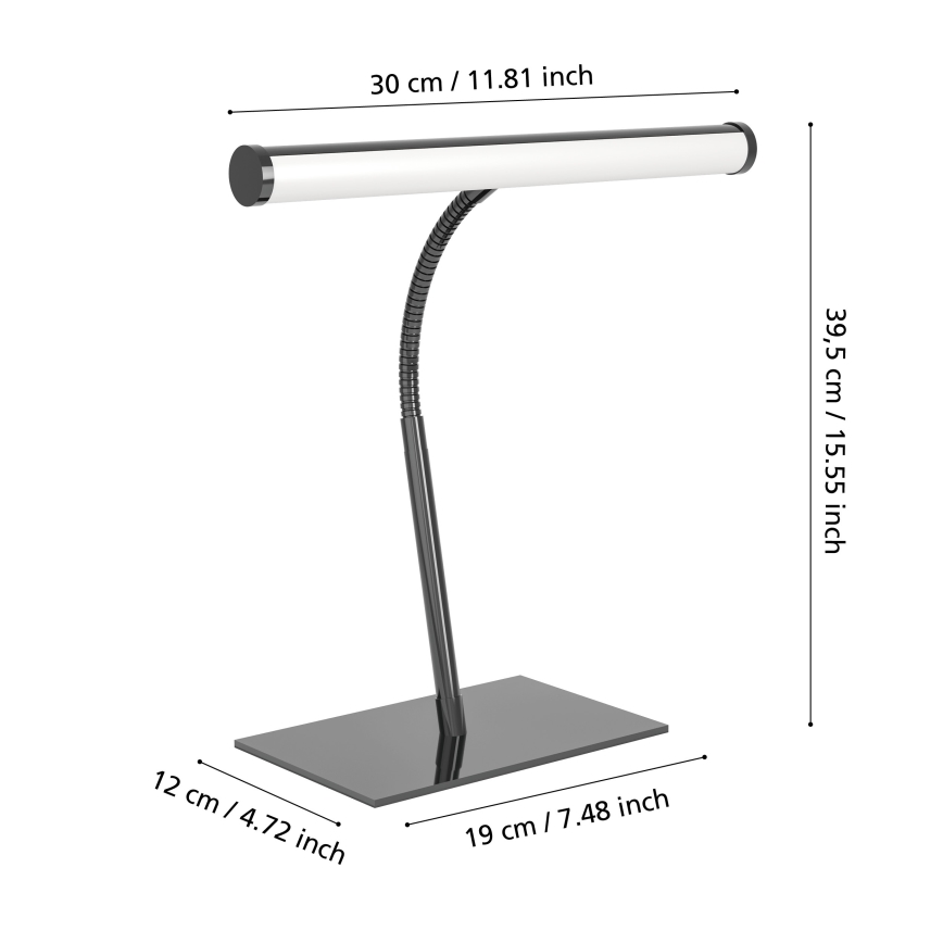 Eglo - Lampada da tavolo dimmerabile a sfioramento LED/5W/230V 2700/4000/6500K nero cromato