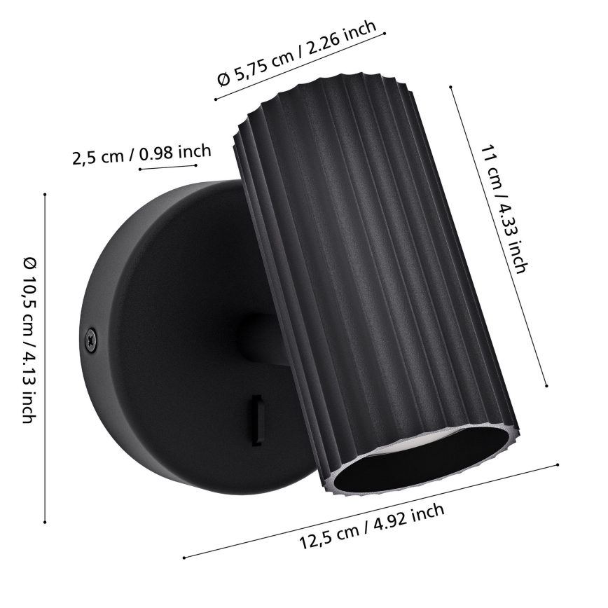 Eglo - Faretto da parete orientabile 1xGU10/5W/230V nero