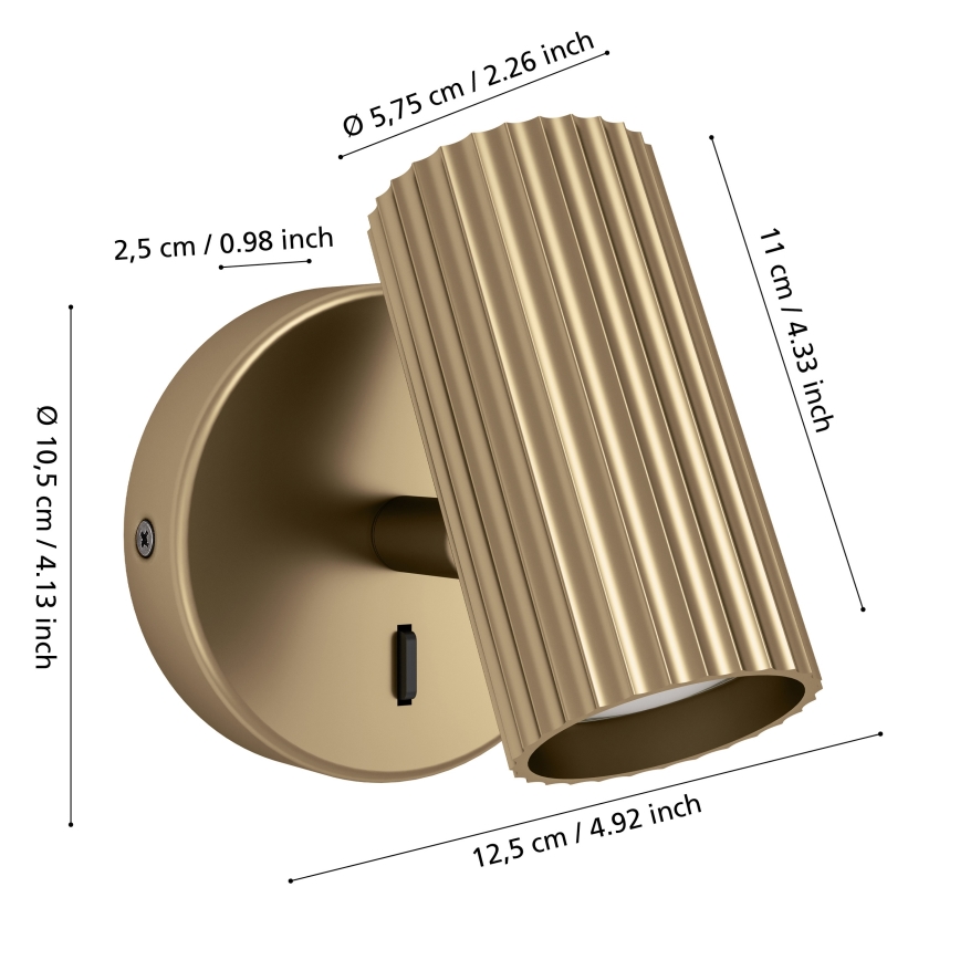 Eglo - Faretto da parete 1xGU10/5W/230V dorato