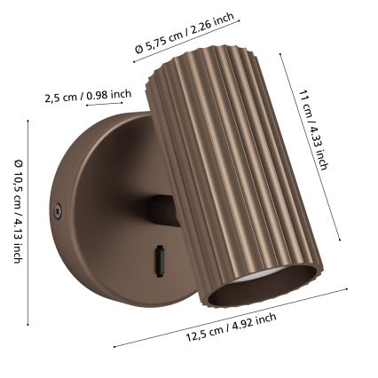 Eglo - Faretto da parete 1xGU10/5W/230V marrone