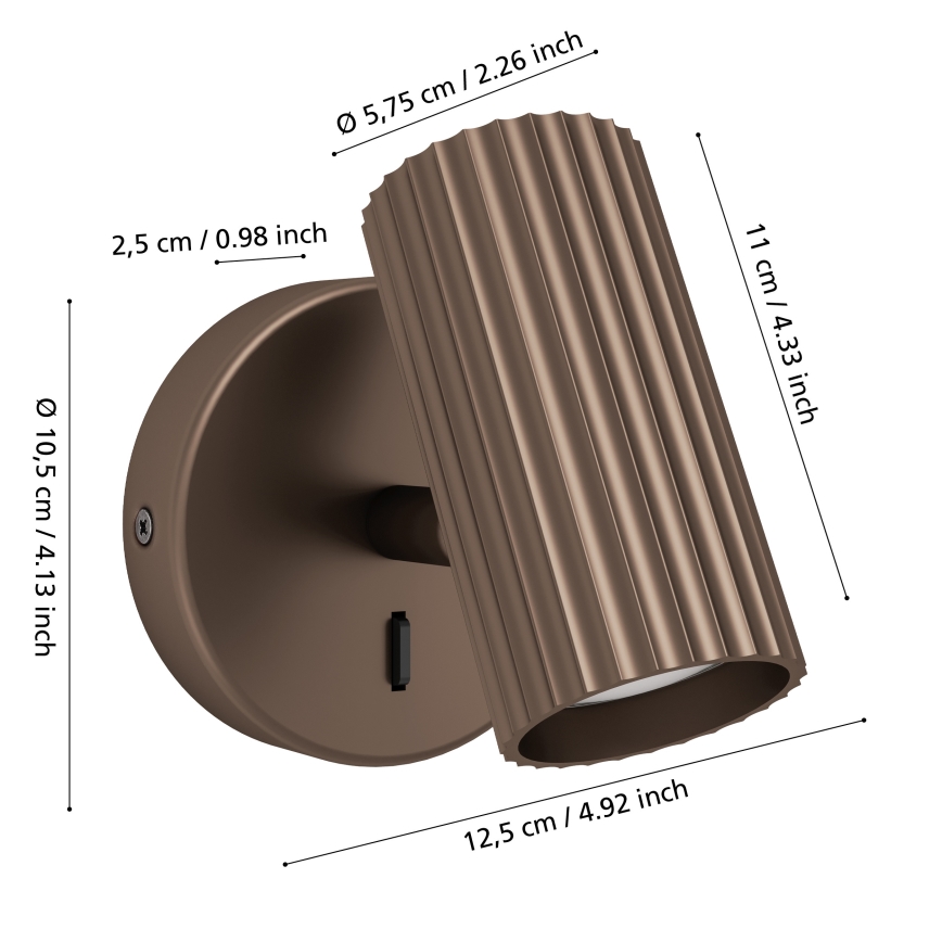 Eglo - Faretto da parete 1xGU10/5W/230V marrone