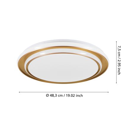 Eglo - Plafoniera LED/36W/230V 2700/4000/6500K Ø 49 cm dorata