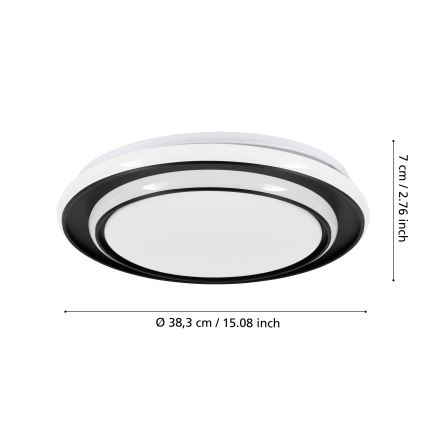 Eglo - Plafoniera LED/24W/230V 2700/4000/6500K Ø 40 cm nera