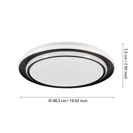 Eglo - Plafoniera LED, 36 W, 230 V, Ø 49 cm, nera