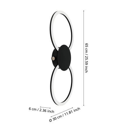 Eglo - Applique da parete LED/20W/230V + LED/0,91W nera