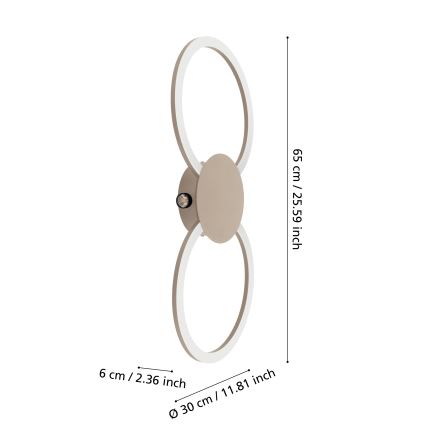 Eglo - Lampada da parete LED/20W/230V + LED/0,91W beige
