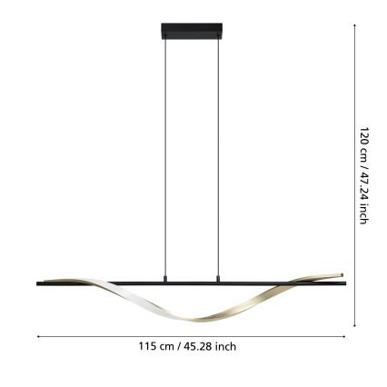 Eglo - Lampadario LED sospeso su cavo LED/20W/230V 2700/4000/6500K nero/oro