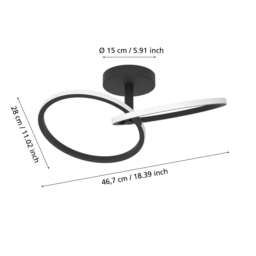 Eglo - Plafoniera LED/12W/230V 2700/4000/6500K nera
