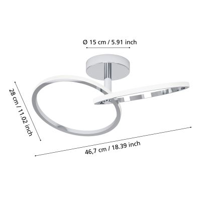 Eglo - Plafoniera LED/12W/230V 2700/4000/6500K cromo lucido