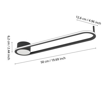 Eglo - Plafoniera LED/24W/230V 2700/4000/6500K nera