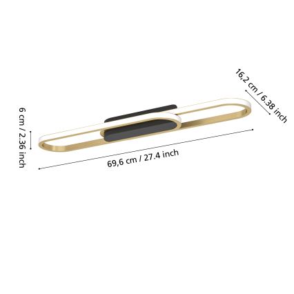 Eglo - Plafoniera LED 20W/230V 2700/4000/6500K, finitura oro