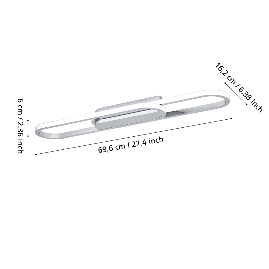 Eglo - Plafoniera LED/20W/230V 2700/4000/6500K cromo lucido