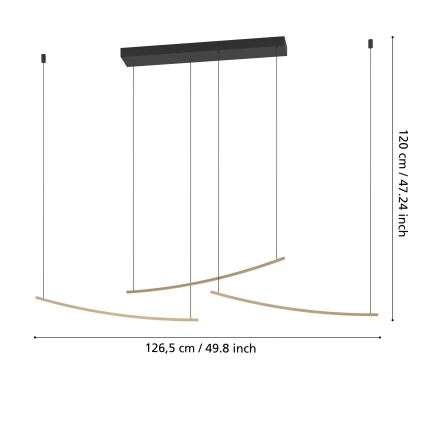 Eglo - Lampadario LED dimmerabile a sospensione con cavo LED/22W/230V 2700/4000/6500K dorato