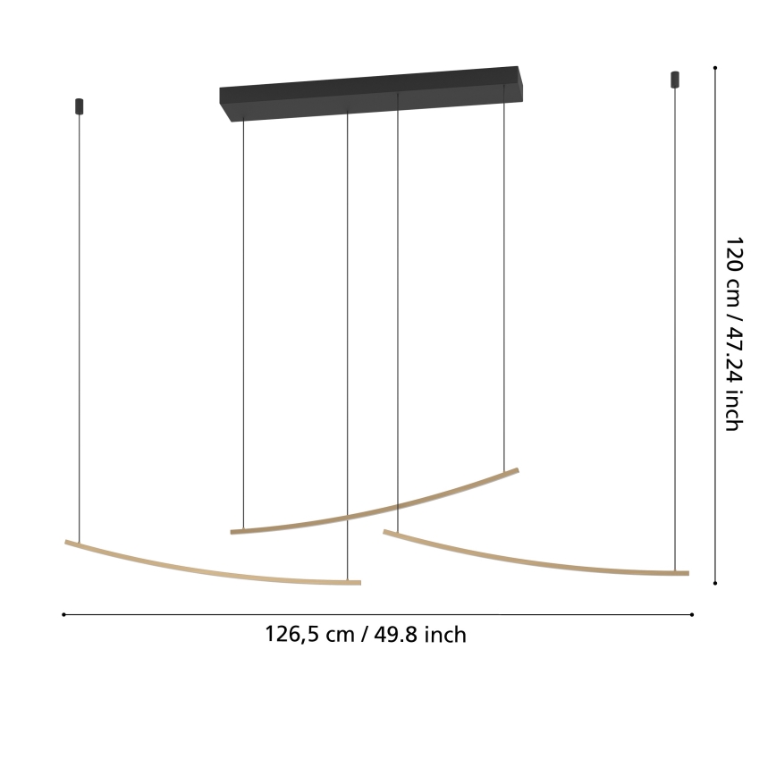 Eglo - Lampadario LED dimmerabile a sospensione con cavo LED/22W/230V 2700/4000/6500K dorato