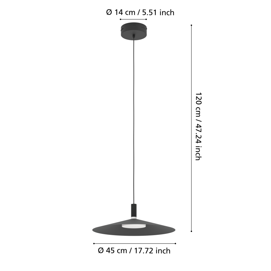 Eglo - Lampada a sospensione LED RGBW dimmerabile con cavo LED/15,5W/230V 2700-6500K nero