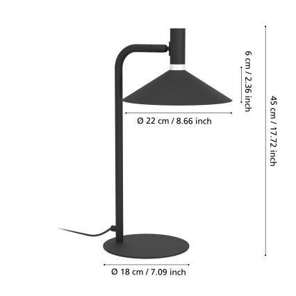 Eglo - Lampada da tavolo dimmerabile LED RGBW LED/7,5W/230V 2700-6500K nera