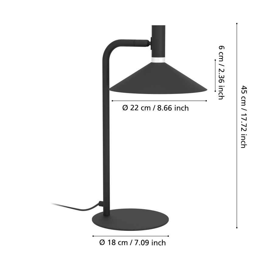 Eglo - Lampada da tavolo dimmerabile LED RGBW LED/7,5W/230V 2700-6500K nera