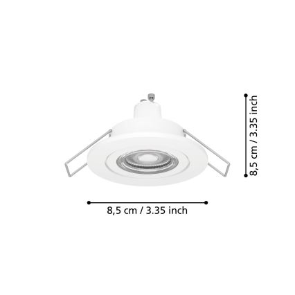 Eglo - Spot LED da incasso per bagno 1xGU10/4,5W/230V IP44 bianco