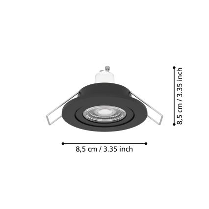 Eglo - Faretto LED da incasso per bagno 1xGU10/4,5W/230V IP44, nero