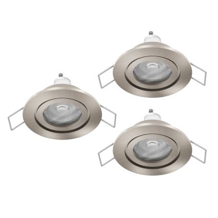 Eglo - Set da 3 faretti LED da incasso per bagno 1xGU10/4,5W/230V IP44 cromo opaco