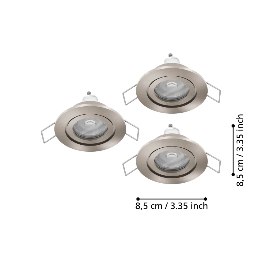 Eglo - Set da 3 faretti LED da incasso per bagno 1xGU10/4,5W/230V IP44 cromo opaco