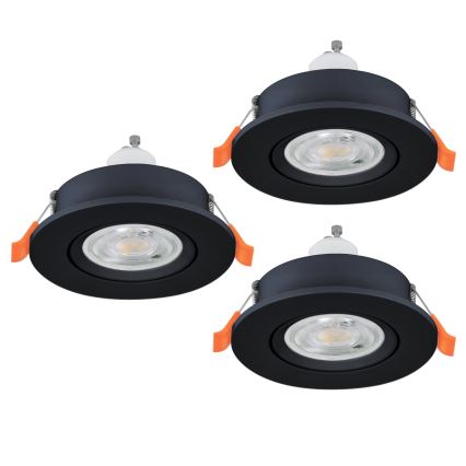 Eglo - Set di 3 faretti da incasso LED 1xGU10/4,5W/230V nero