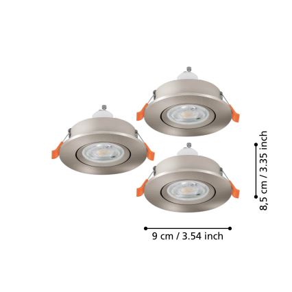 Eglo - Set da 3 faretti LED da incasso 1xGU10/4,5W/230V cromo opaco