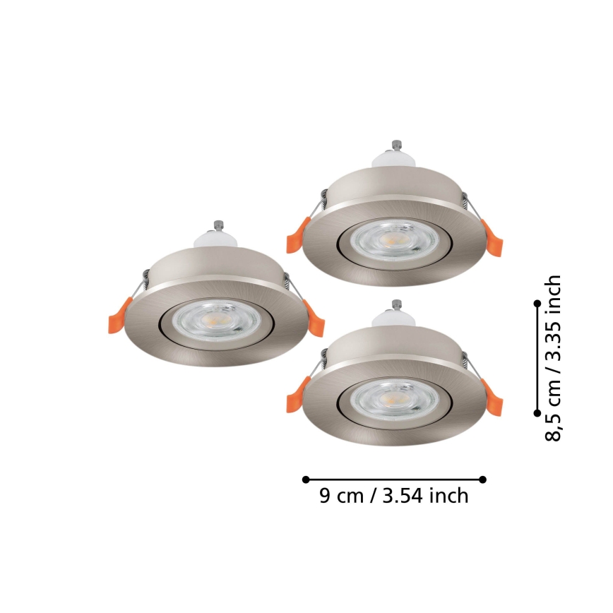 Eglo - Set da 3 faretti LED da incasso 1xGU10/4,5W/230V cromo opaco
