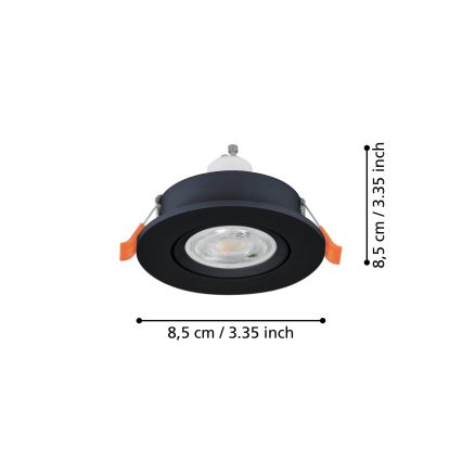 Eglo - Faretto LED da incasso per bagno 1xGU10/4,5W/230V IP44 nero