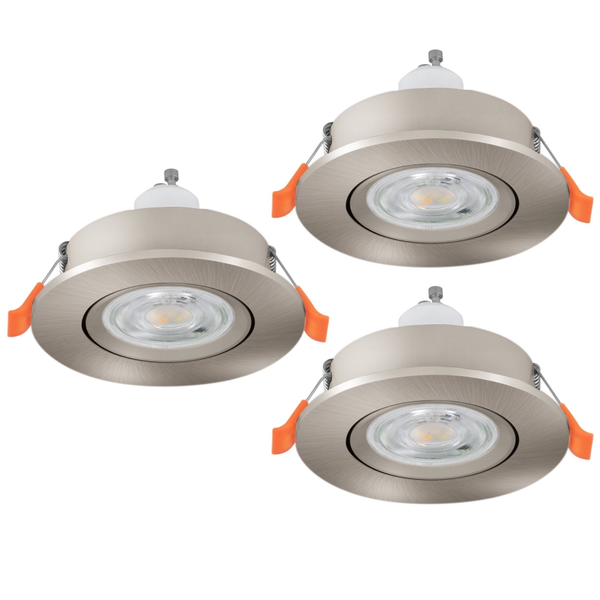 Eglo - Set da 3 faretti LED da incasso per bagno 1xGU10/4,5W/230V IP44 cromo opaco