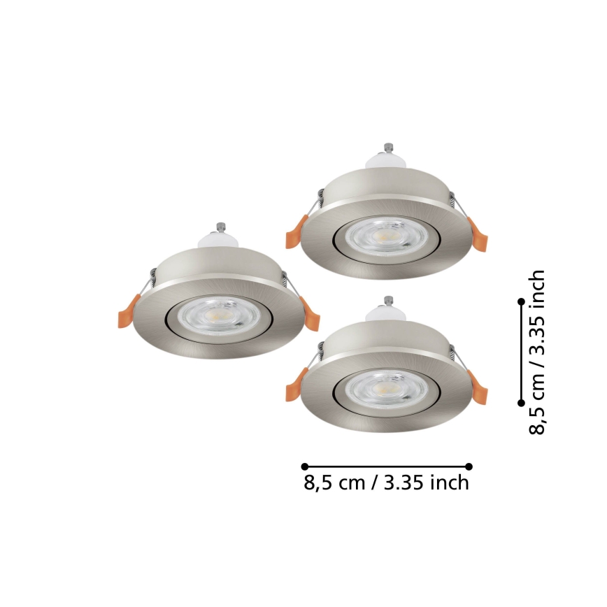 Eglo - Set da 3 faretti LED da incasso per bagno 1xGU10/4,5W/230V IP44 cromo opaco