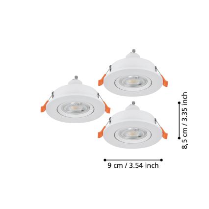 Eglo - Set da 3 faretti LED da incasso 1xGU10/4,5W/230V, bianco
