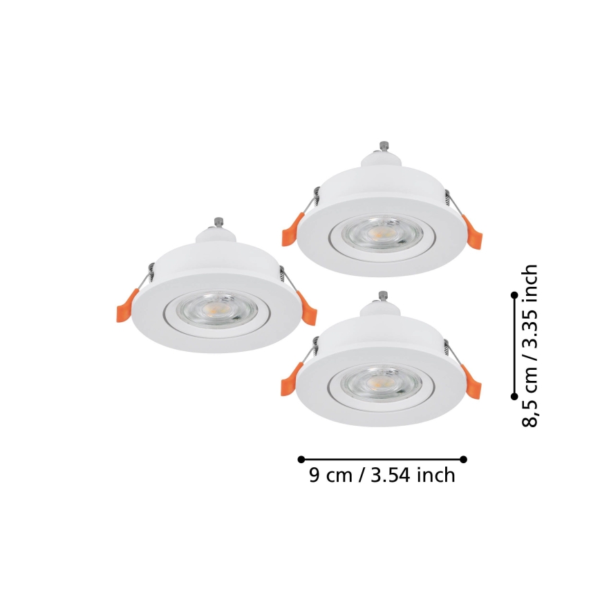 Eglo - Set da 3 faretti LED da incasso 1xGU10/4,5W/230V, bianco