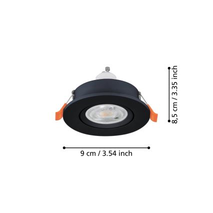 Eglo - Faretto LED da incasso 1xGU10/4,5W/230V nero