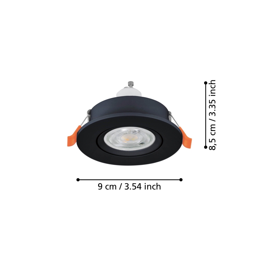 Eglo - Faretto LED da incasso 1xGU10/4,5W/230V nero