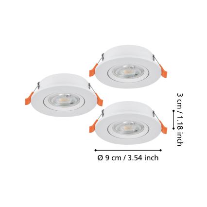 Eglo - Set da 3 faretti da incasso LED/4,8W/230V 2700/4000/6500K bianco