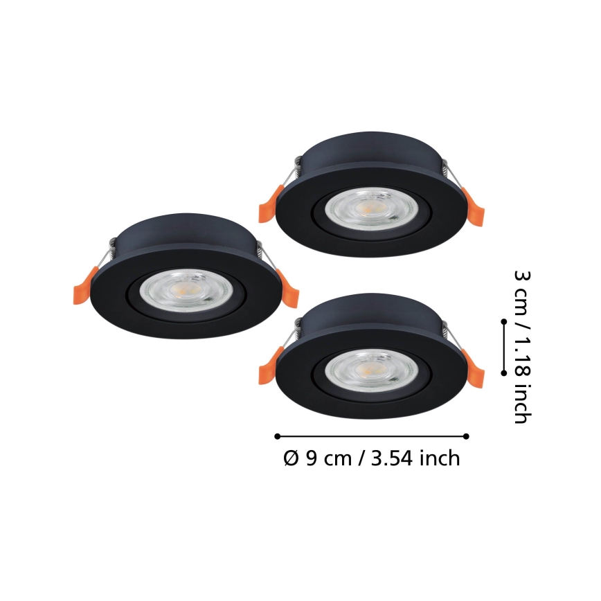Eglo - Set da 3 faretti da incasso LED/4,8W/230V 2700/4000/6500K nero