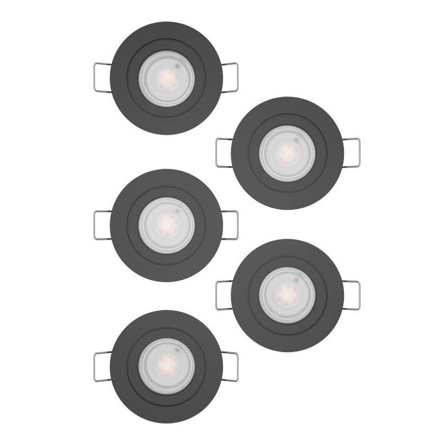 Eglo - Set da 5 faretti da incasso a LED 4,8W 230V 2700/4000/6500K, nero