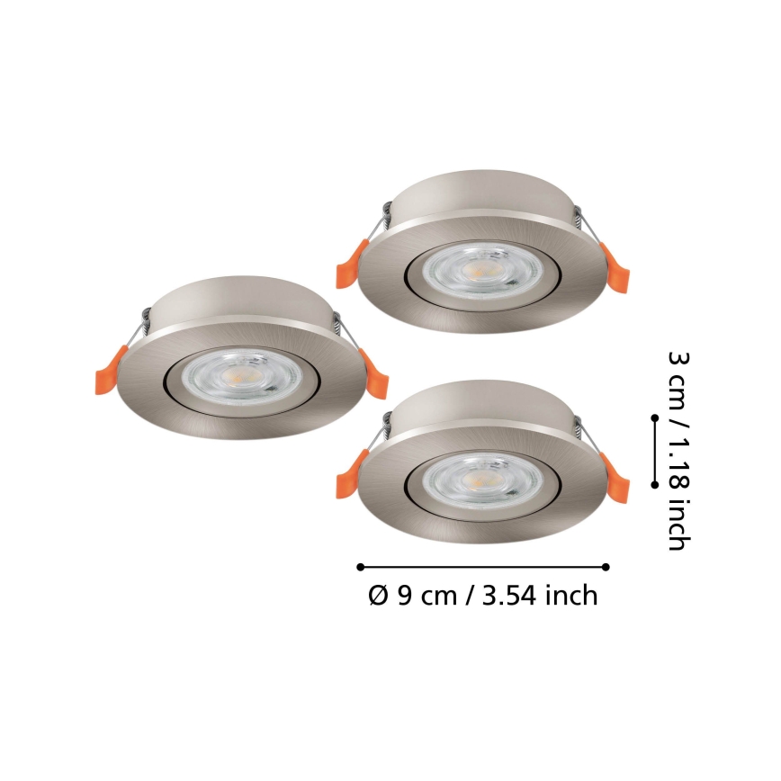 Eglo - Set da 3 faretti da incasso a LED 4,8W/230V 2700/4000/6500K cromo opaco