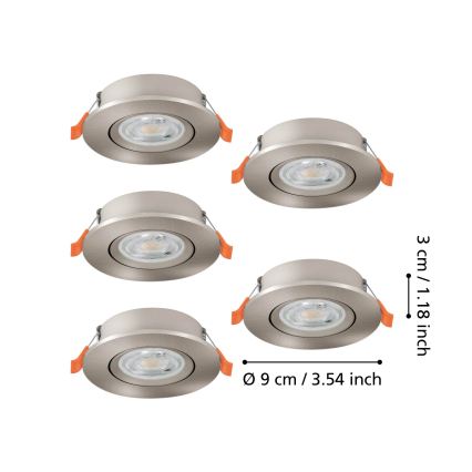 Eglo - Set da 5 faretti LED da incasso LED/4,8W/230V 2700/4000/6500K cromo opaco