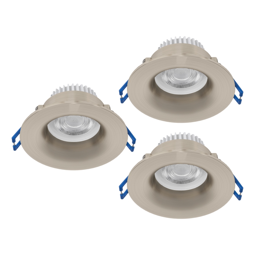 Eglo - Set da 3 faretti da incasso LED per bagno, 4,9 W / 230 V, 2700/4000/6500K, Ø 8,8 cm, IP65, finitura cromo opaco